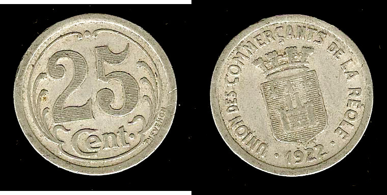 La Reole(33) 25 centimes 1922 gVF